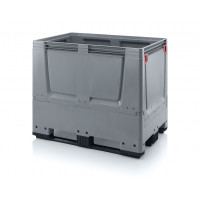 Folding solid plastic pallet container with 3 skids - KLG 1208K