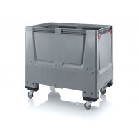 Folding solid plastic pallet container with 4 wheels - KLG 1208R