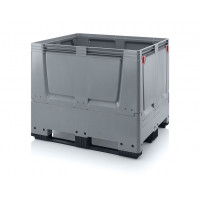 Folding solid plastic pallet container with 3 skids - KLG1210K