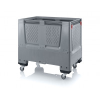 Folding ventilated pallet container with 4 wheels - KLO 1208R