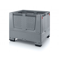 Folding ventilated pallet container with 4 feet - KLO 1210