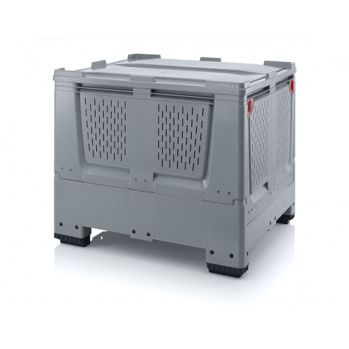 Folding ventilated pallet container 