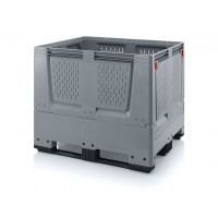 Folding ventilated pallet container with 3 skids - KLO 1210K