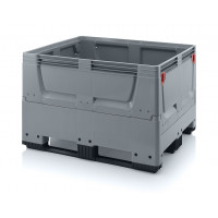 Folding solid plastic pallet container with 3 skids - KSG 1210K