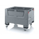Folding solid plastic pallet container with 4 wheels - KSG 1210R