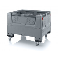Folding ventilated pallet container with 4 wheels - KSO 1210R