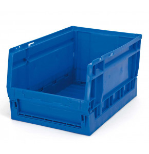 Stackable folding semi open fronted plastic storage box