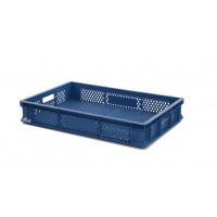 Perforated Euro plastic containers blue - 600x400xH90 mm