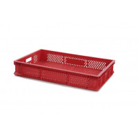 Perforated Euro plastic containers red - 600x400xH90 mm