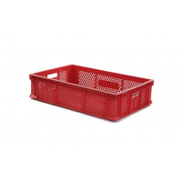 Perforated Euro plastic containers red - 600x400xH135 mm