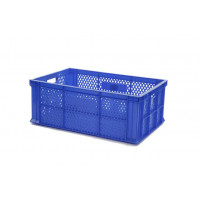 Perforated Euro plastic containers blue - 600x400xH220 mm