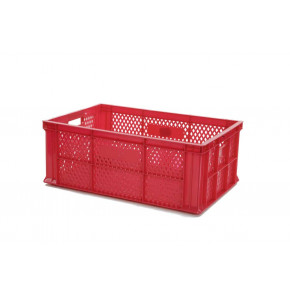 Perforated Euro plastic containers red - 600x400xH220 mm