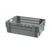 Grey ventilated stack & nest container - 600x400xH200