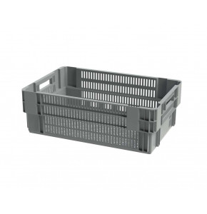 Grey ventilated stack & nest container - 600x400xH200