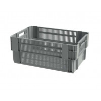 Grey ventilated stack & nest container - 600x400xH250