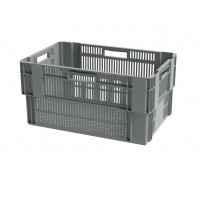 Grey ventilated stack & nest container - 600x400xH300