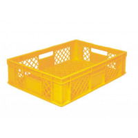 Yellow ventilated food container - 600 x 400 x 150 mm