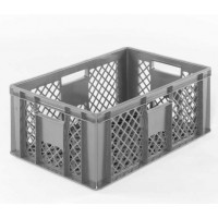 Grey ventilated food container - 600 x 400 x 240 mm