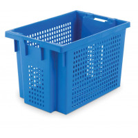Stack and nest container - Ventilated - 600 x 400 x H400 mm - Blue