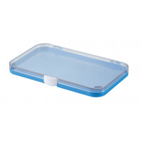 Plastic assortment box with light blue base and  clear lid - 190x126xH18 mm