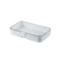 Plastic assortment box with white base and clear lid - 190x126xH37 mm