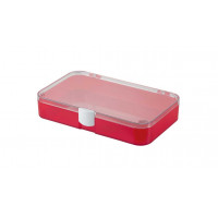 Plastic assortment box S MEDIUM with red base and clear lid - 190x126xH37 mm