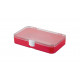 Plastic assortment box S MEDIUM with red base and clear lid - 190x126xH37 mm