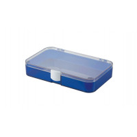 Plastic assortment box with dark blue base and clear lid - 190x126xH37 mm