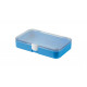 Plastic assortment box with light blue base and clear lid - 190x126xH37 mm