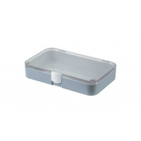 Plastic assortment box with grey base and clear lid - 190x126xH37 mm