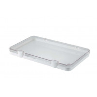 Plastic assortment box with white base and clear lid - 303x182xH28 mm