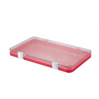 Plastic assortment box with red base and clear lid - 303x182xH28 mm