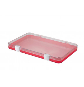 Boite compartimentable 303x182xH28 mm - Base rouge couvercle transparent