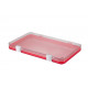 Plastic assortment box with red base and clear lid - 303x182xH28 mm