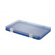 Plastic assortment box with dark blue base and clear lid - 303x182xH28 mm