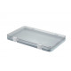 Plastic assortment box with grey base and clear lid - 303x182xH28 mm