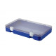 Plastic assortment box with dark blue base and clear lid - 303x182xH45 mm