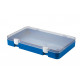 Plastic assortment box with light blue base and clear lid - 303x182xH45 mm