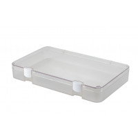 Plastic assortment box with grey base and clear lid - 303x182xH45 mm