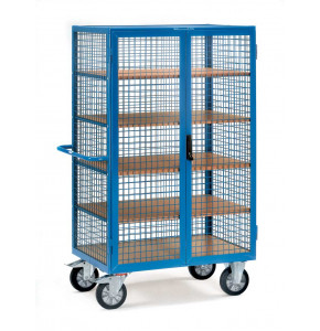 Closed wire mesh trolley with cylinder lock