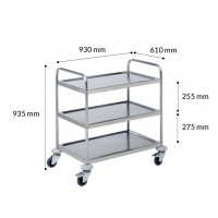 Light dismountable stainless steel cart ECO - 3 trays