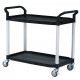 Multi-use plastic trolley - Black - 2 trays - 1100 x 520 x H950 mm
