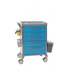 Chariot de soins - 5 tiroirs - Bleu