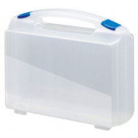Transparent plastic suitcase with blue locks - serie K2002