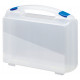 Transparent plastic suitcase with blue clasps - K2005