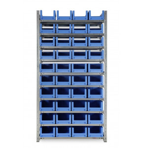 Metal rack kit with blue drawer containers 