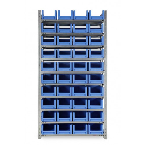 Metal rack kit with blue drawer containers 
