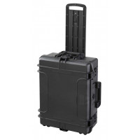 MAX black waterproof case with cubed foams and extendable handle - Mallette MAX noire mousses trolley. L.538xH.405xP.140+50mm