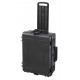 MAX black waterproof case with cubed foams and extendable handle - Mallette MAX noire mousses trolley. L.538xH.405xP.140+50mm