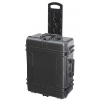MAX waterproof case with trolley - Mallette MAX noire vide trolley. L.620xH.460xP.190+60mm